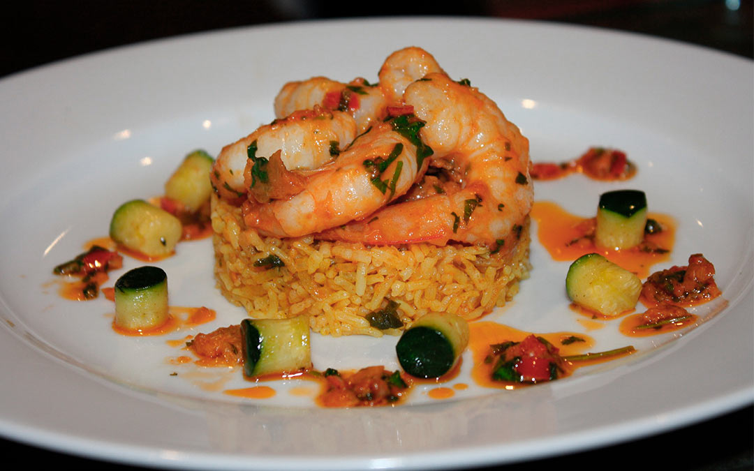 Arroz salteado con verduras y gambas - La Española Aceites